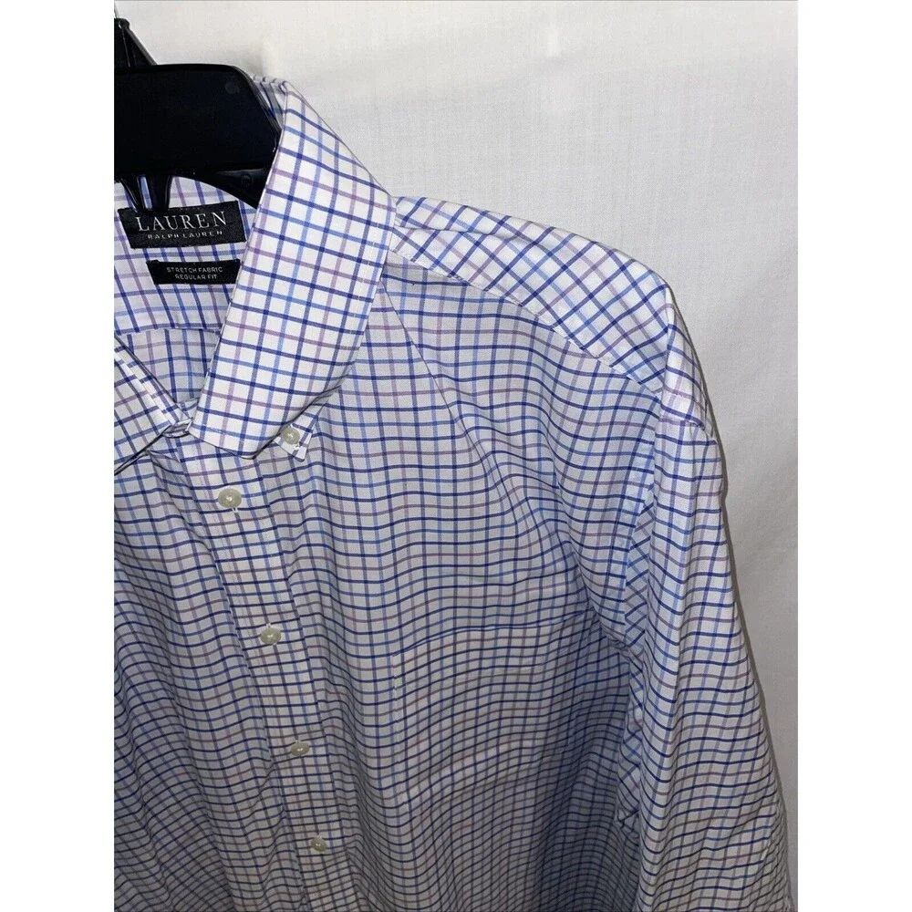 Black Label Lauren Ralph Lauren Men’s Dress Shirt Size XL 17.5 White Striped
